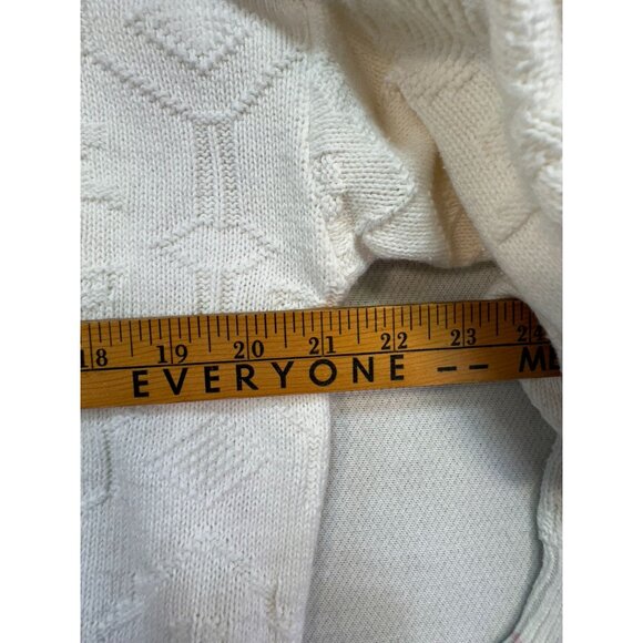 Frankenmuth Woolen Mill Womens Grannycore Sweater Size L Cream Pink Floral Embro - Picture 7 of 10